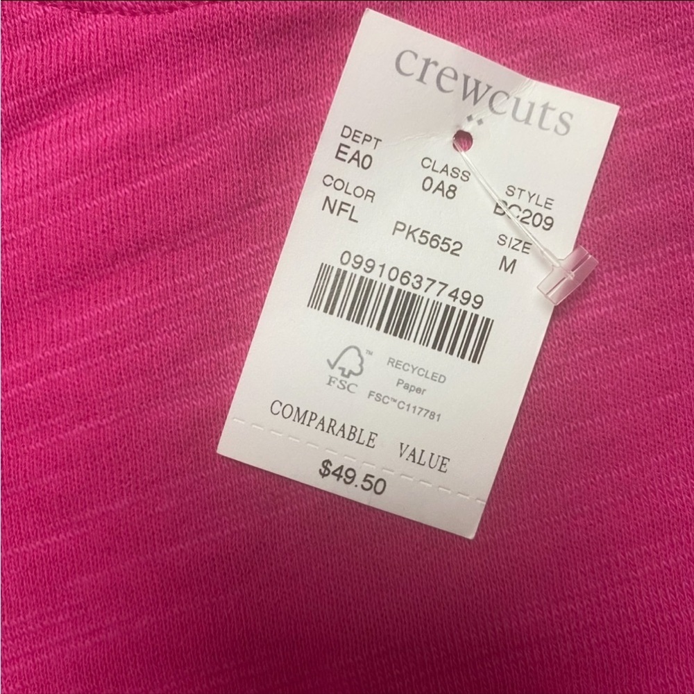 Crewcuts Bright Pink French Terry Sweatshirt 100% Cotton Pullover NWT Size M - Picture 10 of 11